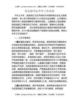 党支部书记半年工作总结