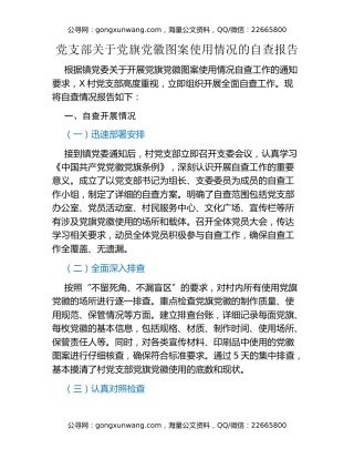 党支部关于党旗党徽图案使用情况的自查报告