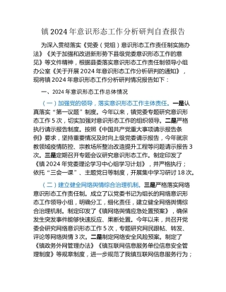 镇2024年意识形态工作分析研判自查报告