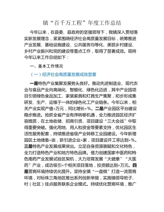 镇“百千万工程”年度工作总结