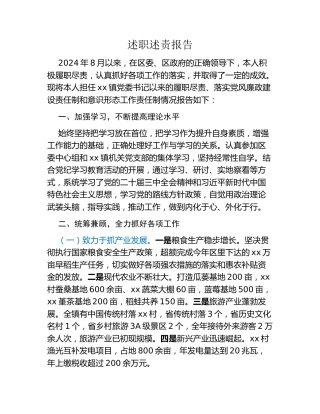 镇党委书记述职述责报告