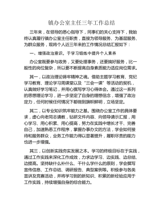 镇办公室主任三年工作总结