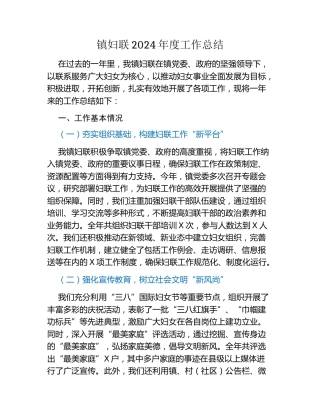 镇妇联2024年度工作总结