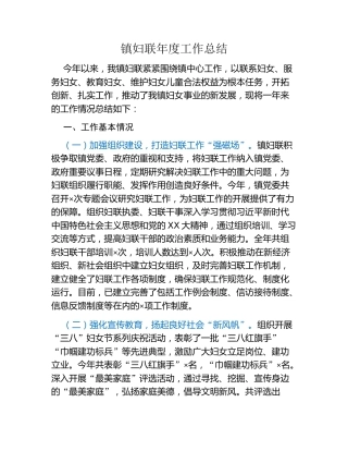 镇妇联年度工作总结