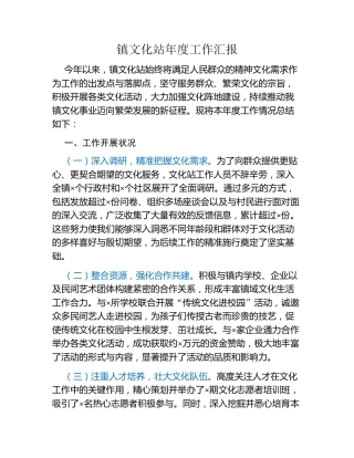 镇文化站年度工作汇报