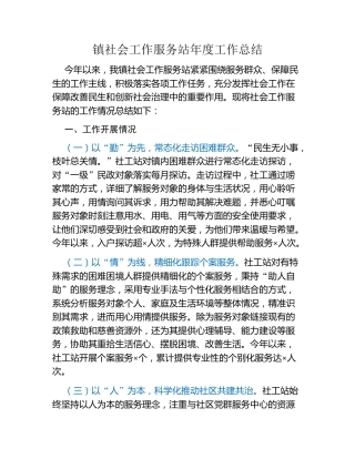 镇社会工作服务站年度工作总结