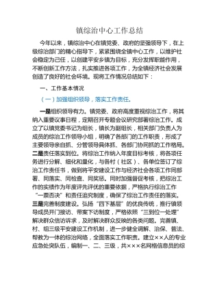 镇综治中心工作总结
