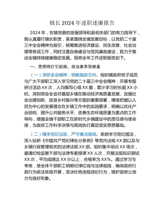 镇长2024年述职述廉报告