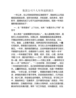 集团公司个人年终述职报告