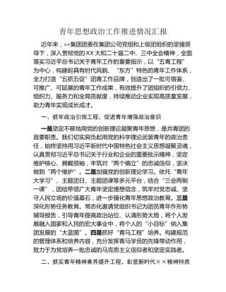 青年思想政治工作推进情况汇报