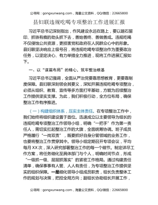 县妇联违规吃喝专项整治工作进展汇报