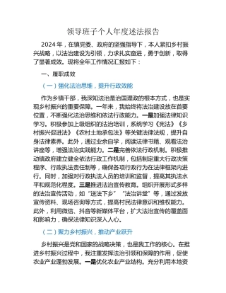 领导班子个人年度述法报告