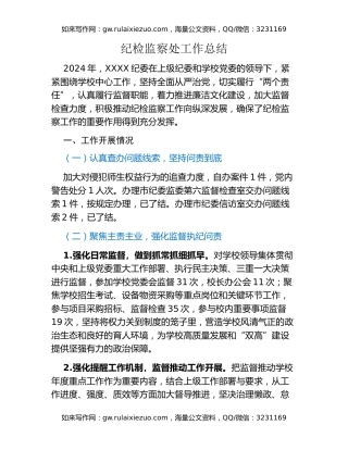 高校纪检监察处2024年工作总结