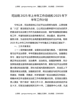 司法局2025年上半年工作总结和2025年下半年工作计划