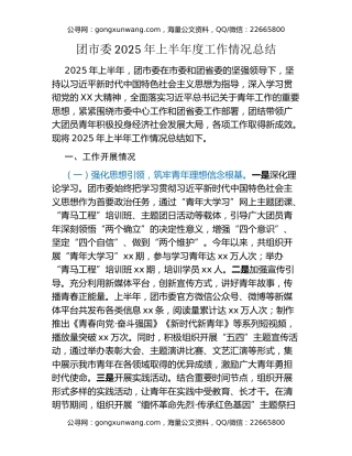 团市委2025年上半年度工作情况总结