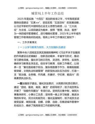 城管局上半年工作总结