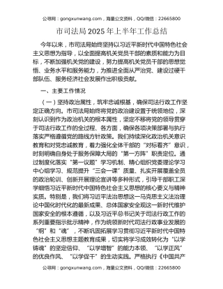 市司法局2025年上半年工作总结