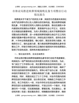 市林业局推进殡葬领域腐败乱象专项整治行动情况报告