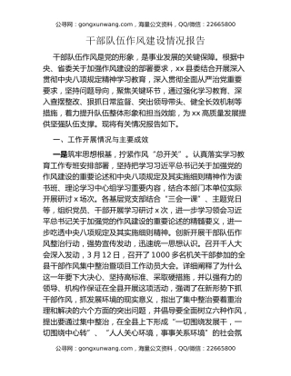 干部队伍作风建设情况报告