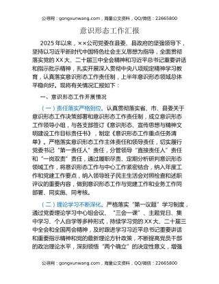 意识形态工作汇报