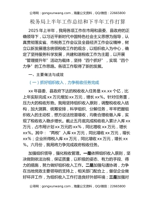 税务局上半年工作总结和下半年工作打算