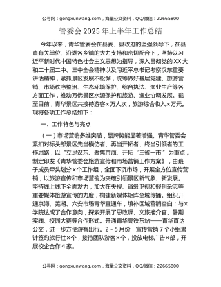 管委会2025年上半年工作总结