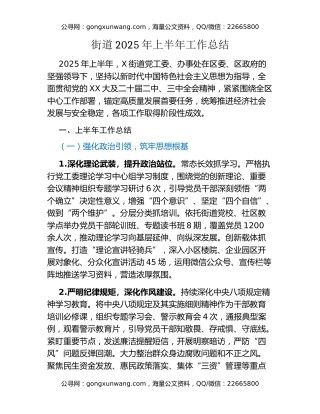 街道2025年上半年工作总结 (2)