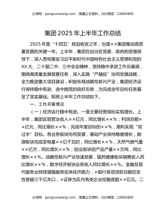 集团2025年上半年工作总结