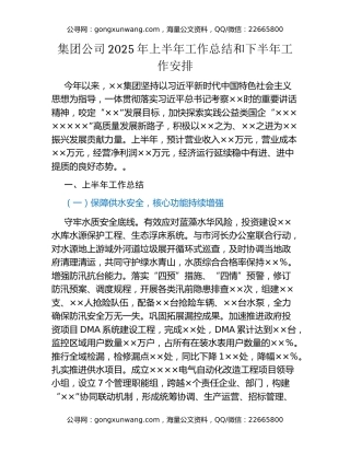 集团公司2025年上半年工作总结和下半年工作安排
