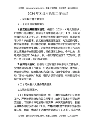 2024年X县河长制工作总结