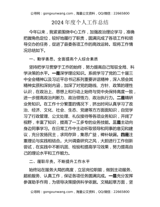 2024年度个人工作总结