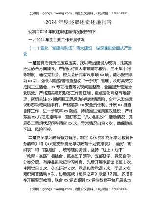 2024年度述职述责述廉报告