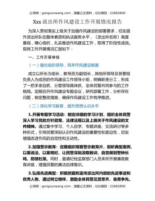 Xxx派出所作风建设工作开展情况报告