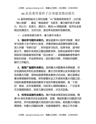 xx县县委常委班子自身建设情况报告