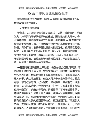 Xx县干部队伍建设情况报告