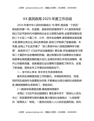 XX县民政局2025年度工作总结