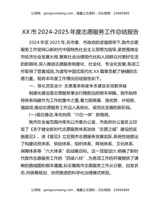 XX市2024-2025年度志愿服务工作总结报告