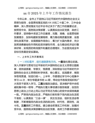 xx市2025年上半年工作情况报告 (2)