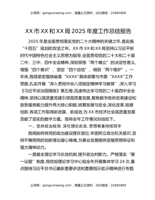 XX市XX和XX局2025年度工作总结报告