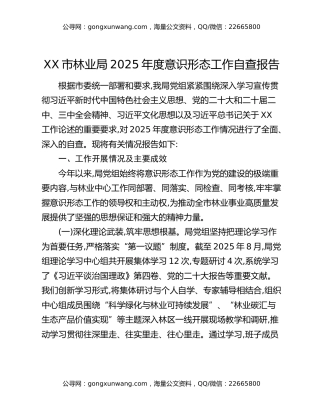 XX市林业局2025年度意识形态工作自查报告