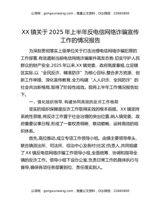 XX镇关于2025年上半年反电信网络诈骗宣传工作的情况报告