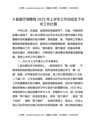 X县医疗保障局2025年上半年工作总结及下半年工作打算