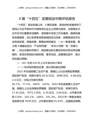 X镇“十四五”发展规划中期评估报告