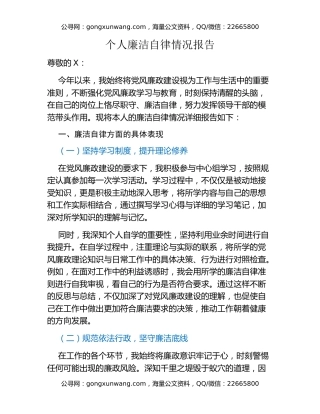 个人廉洁自律情况报告
