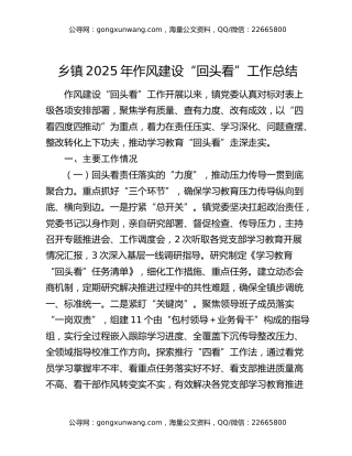 乡镇2025年作风建设“回头看”工作总结