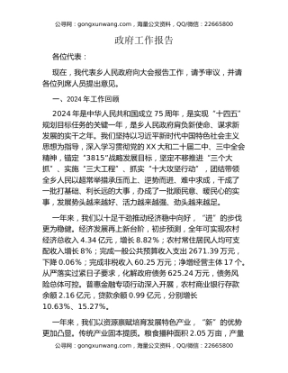 乡镇政府工作报告