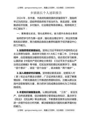 乡镇镇长个人述职报告