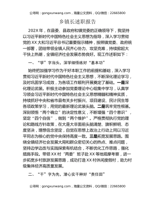 乡镇长述职报告