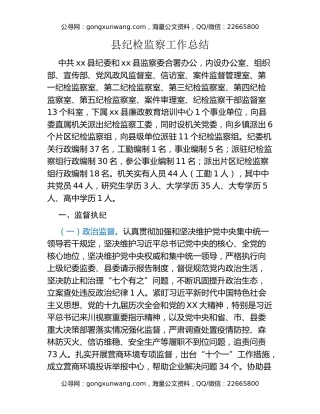 县纪检监察工作总结