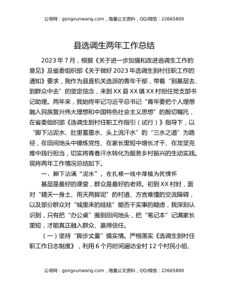 县选调生两年工作总结